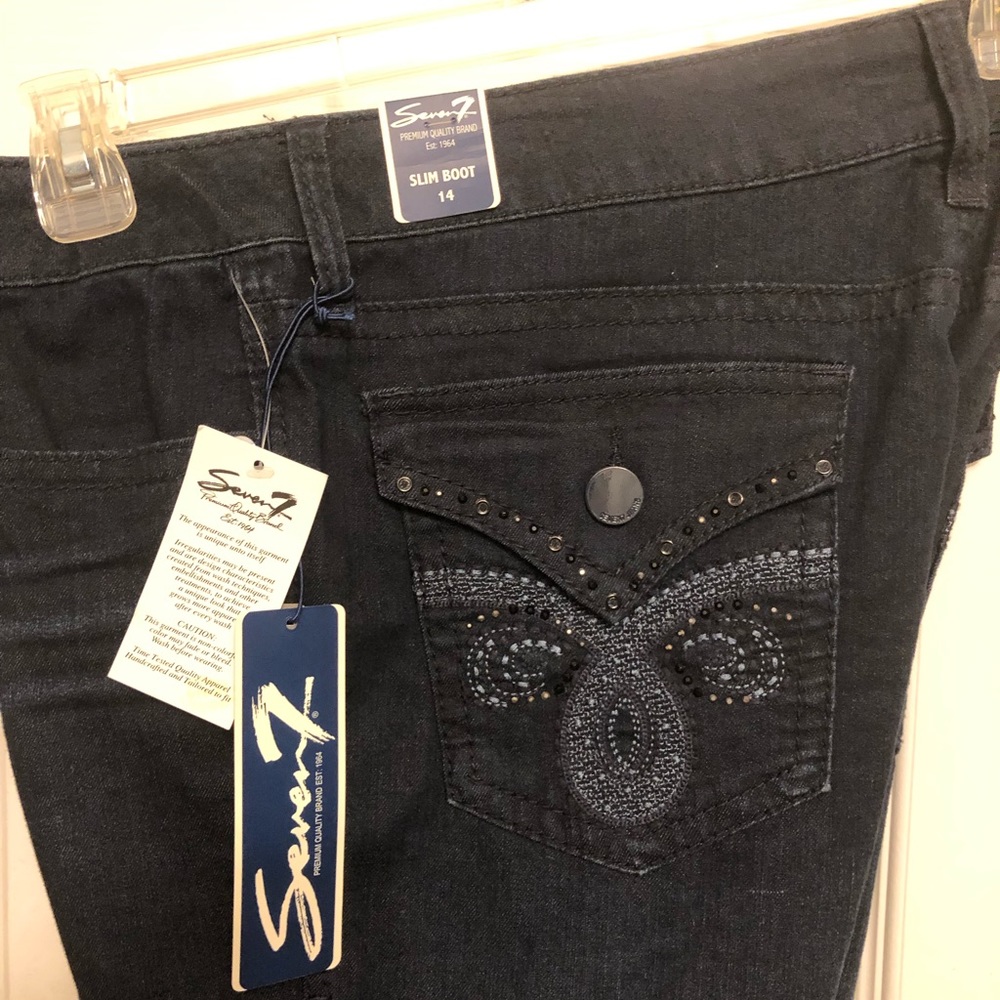 Seven slim cut boot-cut blue jeans